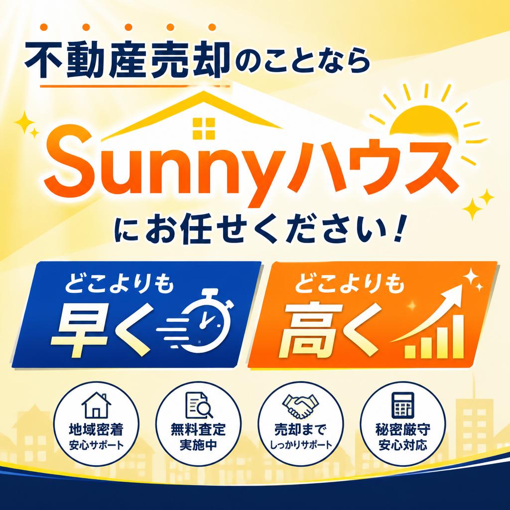 不動産売却のことならSunnyハウスにお任せください！どこよりも早く高く売却します！
