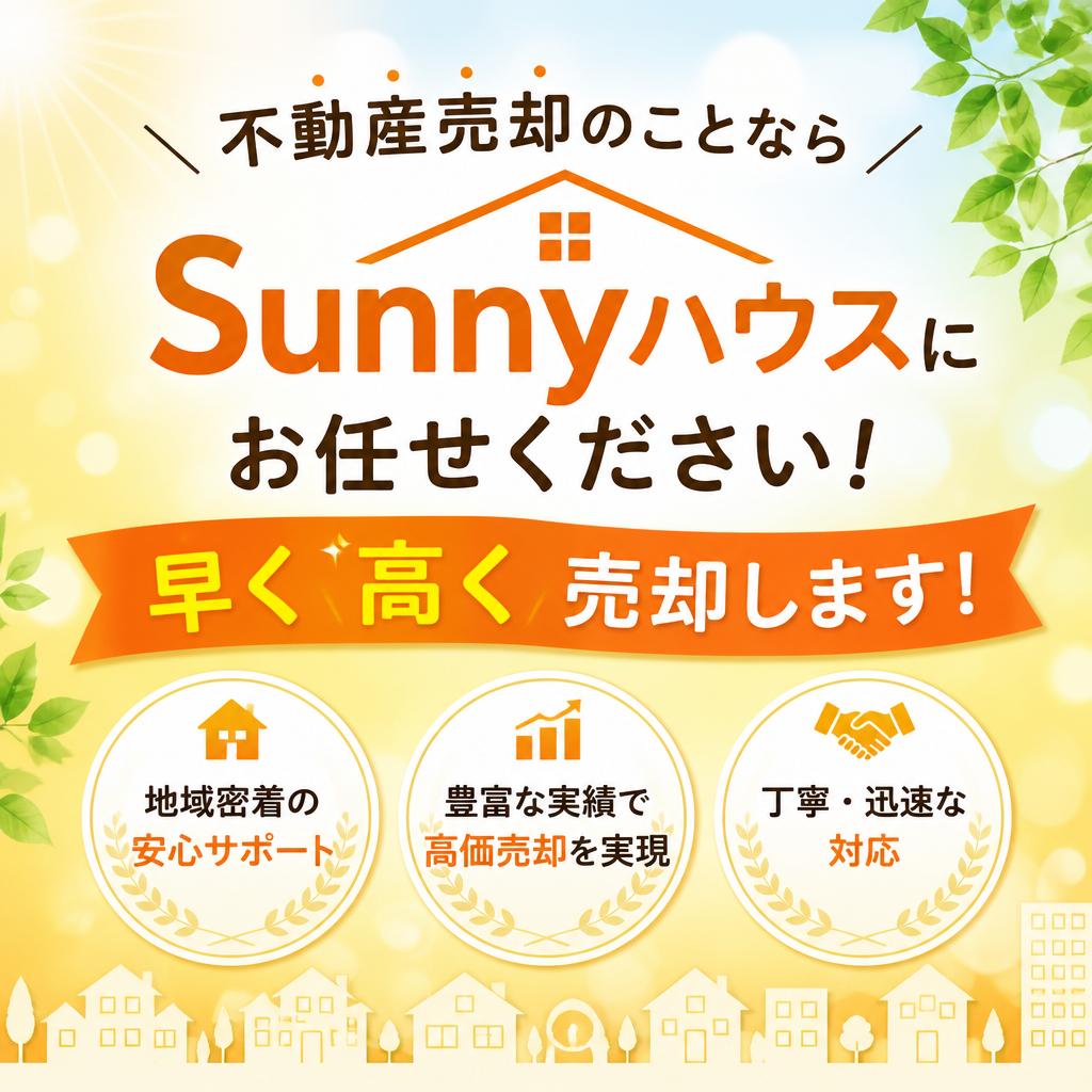 不動産売却のことならSunnyハウスにお任せください！早く高く売却します！