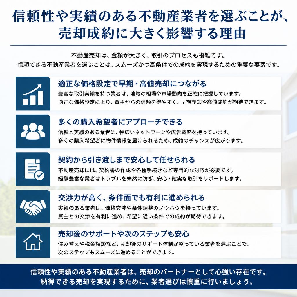 高額売却のための絶対条件③:信頼できる不動産業者の選定