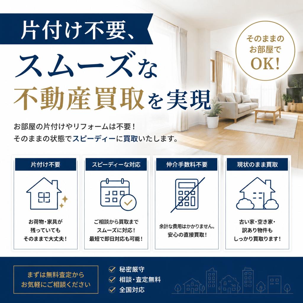 片付け不要、スムーズな不動産買取を実現