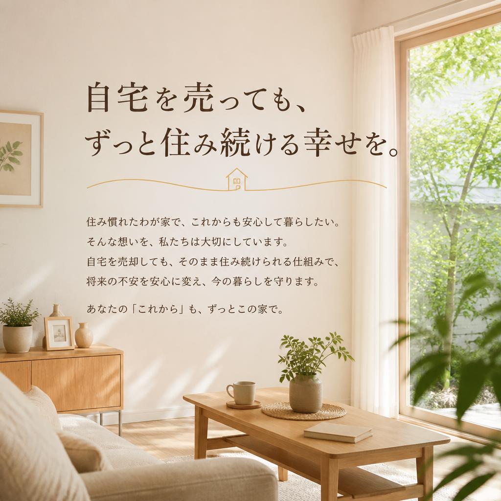 自宅を売っても、ずっと住み続ける幸せを。